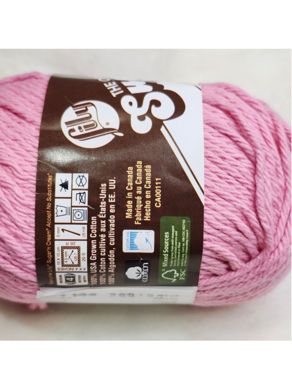 Sugar'N Cream Yarn - Rose Pink 120 yards 2.5 oz - Picture 5 of 5
